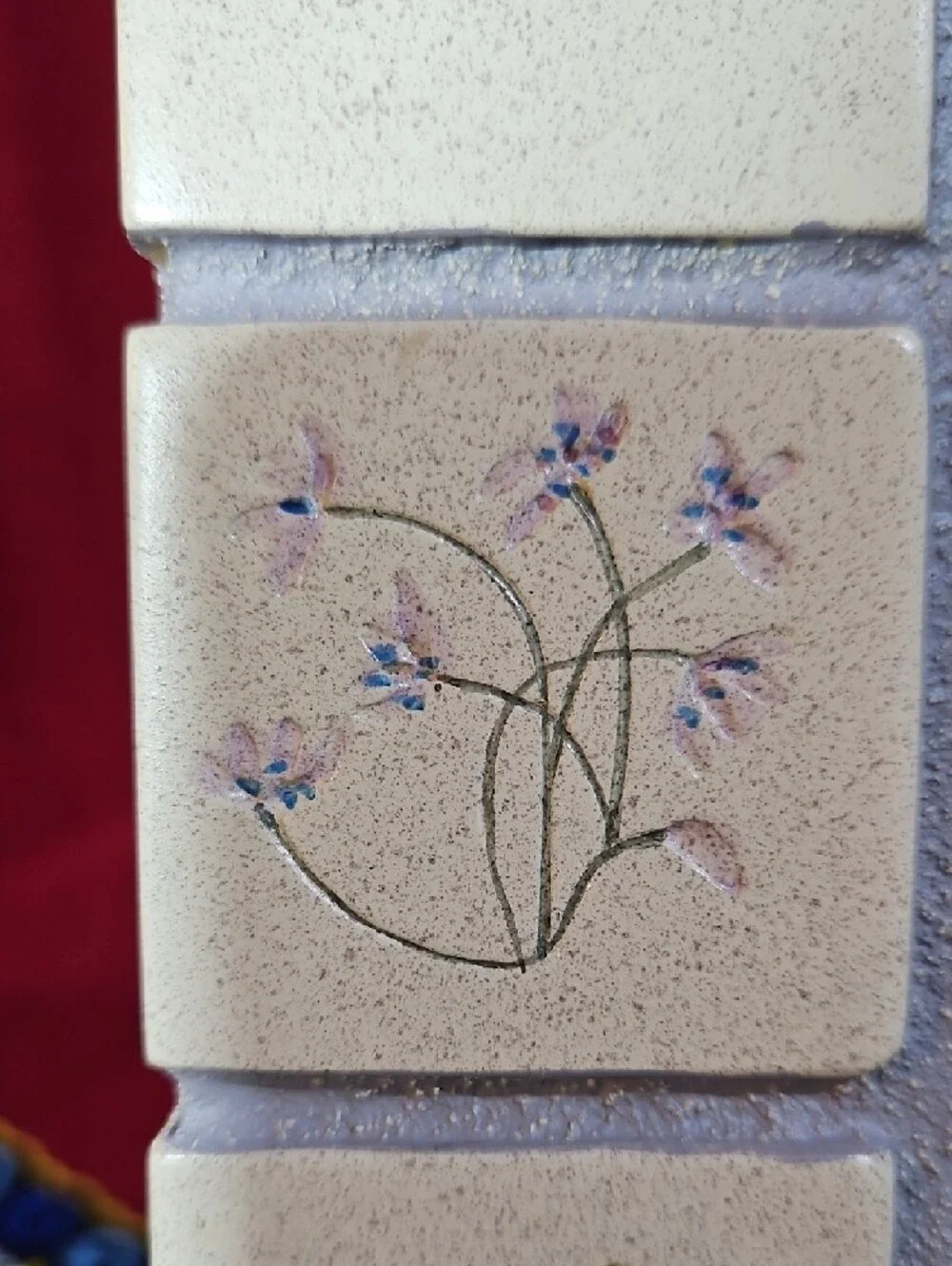 Garden Tile Picture Photo Frame Colorful Handpainted Flowers